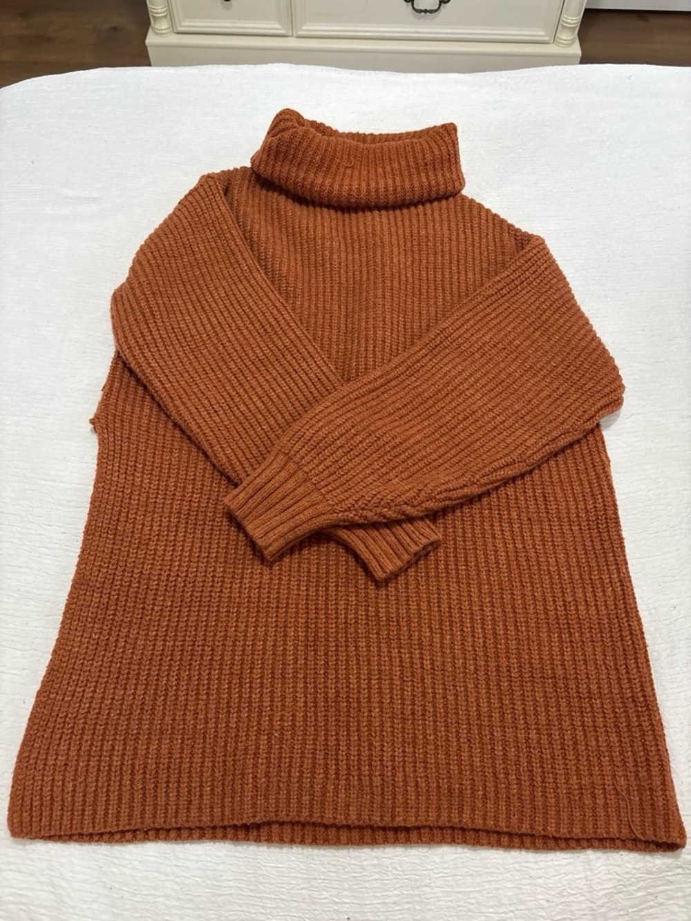 Free People Marled Rust Knit Turtleneck Sweater